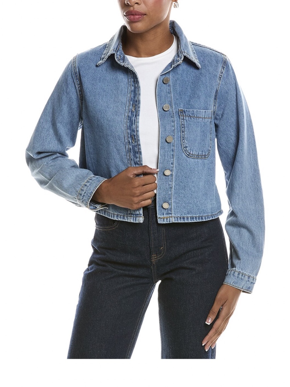 Current/Elliott Light Blue Cropped Denim Top Sz M NWT